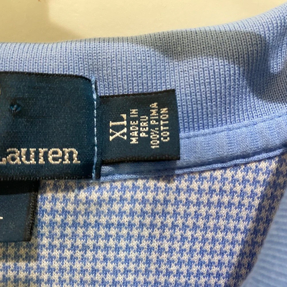 Ralph Lauren Men's Short Sleeve Polo. Golf‎ Fit. XL. Light Blue/White Check.